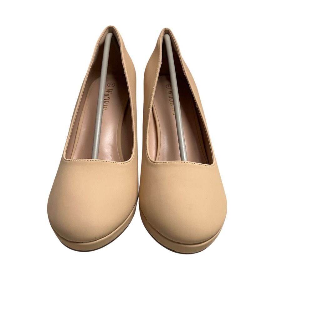 WuORWu Beige Round Toe Pumps Women's Dress‎ Shoes Size 11 SEE DESCRIPTION